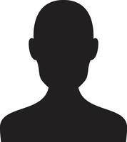 Black silhouette of a person bust facing forward, representing anonymity, privacy, and identity on a clean white background vector
