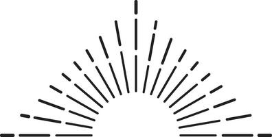 Black and white sunburst design element radiating light beams in a retro style, perfect for adding a vintage touch to any project vector