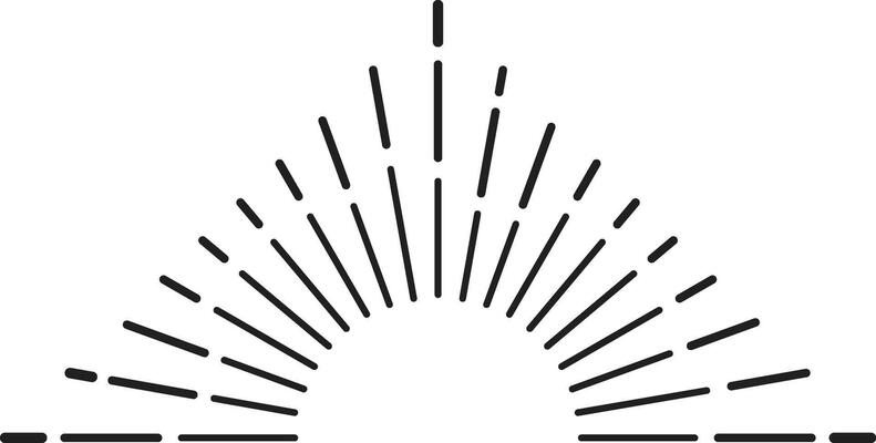 Black and white sunburst design element radiating light beams in a retro style, perfect for adding a vintage touch to any project