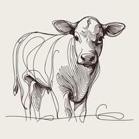 Elegant Minimalist Cow Illustration vector