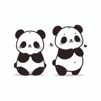 Charming Baby Panda Line Art Illustrations in Minimalist Style vector