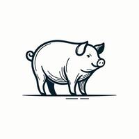 Modern Minimalist Pig Illustration vector