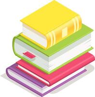 Four colorful books are stacked neatly on top of each other, forming a vibrant and inviting tower, symbolizing the pursuit of knowledge and the joy of reading vector