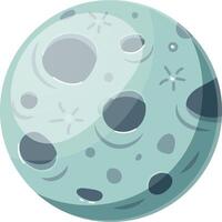 Turquoise planet with craters and sparse stars showing a shadowed side, suitable for space exploration, astronomy, or science fiction projects vector