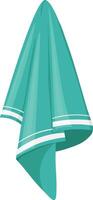 Soft turquoise towel with white stripes hanging to dry after a refreshing shower, promoting hygiene and relaxation in a spa like setting vector