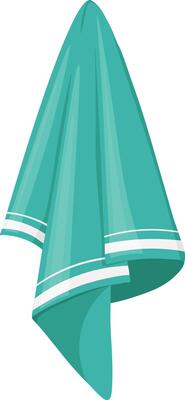 Soft turquoise towel with white stripes hanging to dry after a refreshing shower, promoting hygiene and relaxation in a spa like setting