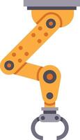 Industrial robotic arm lifting using claw gripper in a modern factory setting, representing automation and advanced technology vector