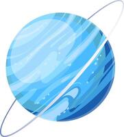 Neptune, eighth planet from the sun and farthest known solar planet, is spinning in space, showing its gaseous surface and rings vector