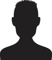 Black silhouette of a person with curly hair creates a sense of anonymity and mystery, symbolizing concepts of privacy, identity, and individuality vector