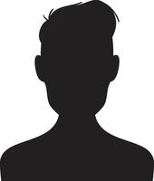 Mysterious black silhouette of a young man, perfect for a profile picture or avatar, adding anonymity and privacy to online platforms vector