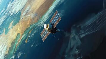 An artist's rendering of a satellite in space video