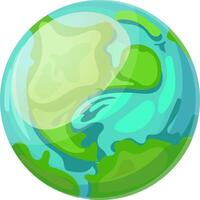 Cartoon drawing of planet earth globe is rotating, showing green continents and blue oceans, promoting environmental awareness and global conservation efforts vector