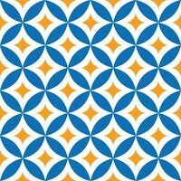 Blue and yellow interlocking quatrefoils form a visually captivating pattern, perfect for a variety of design uses vector