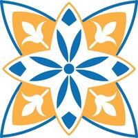 Blue and orange floral star pattern, a stunning decorative tile design for walls, fabrics, and digital backgrounds vector