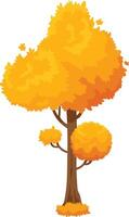 Whimsical cartoon illustration of a stylized autumn tree with vibrant orange leaves, creating a cheerful fall scene against a white background vector