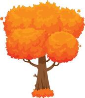 Vibrant cartoon tree with bright orange leaves falls gracefully against a white background, capturing the essence of autumn. Perfect for adding color and nature to any project vector