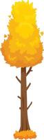 Inviting autumn setting featuring a majestic tall tree adorned in golden foliage, surrounded by fallen leaves, creating a peaceful and relaxing atmosphere vector