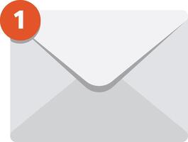 Closed envelope with notification icon showing one unread message, representing online communication and digital messaging vector