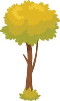Vibrant cartoon style tree with yellow crown and strong brown trunk, ideal for nature themed projects against a clean white background vector