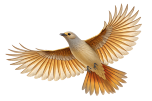 Front view, Bowerbird is spreading its wings and flying isolated on a transparent background png