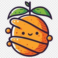 An orange with a smiley face and leaves on it vector