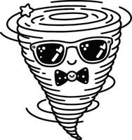 A cartoon tornado with sunglasses and a bow tie vector