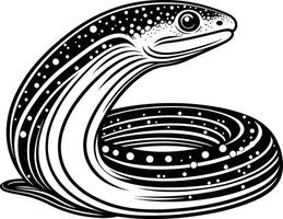 A black and white drawing of a snake vector