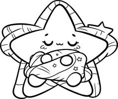 A star with a heart and a star on it coloring page vector