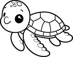 A turtle coloring page for kids vector