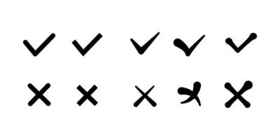 The check mark icon button is set. icon for a check box with right and wrong vector