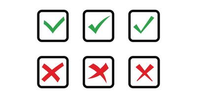 Check box icon with right and wrong buttons and yes or no vector