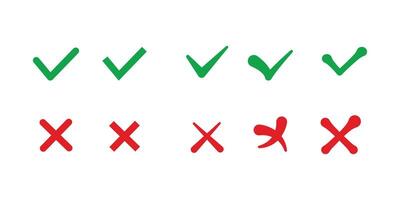 Check mark icon button set. check box icon with right and wrong in flat styles vector