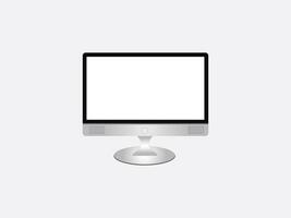 Realistic computer monitor with transparent empty screen. pc display mockup. blank desktop display vector