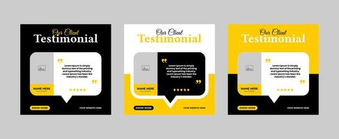 Clients or customer testimonial social media post design. Customers service feedback review post or web banner. vector