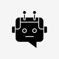 Chatbot glyph icon. Online support service bot glyph icon. Ai chatbot solid style icon. vector