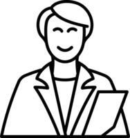 the Outline Icon of student with book vector