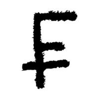 Hand drawn swiss franc currency symbol. Brush stroke doodle. Single element for design vector