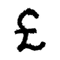 Hand drawn british pound currency symbol. Brush stroke doodle. Single element for design vector