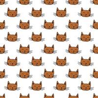 Seamless pattern with cat muzzle doodle for decorative print, wrapping paper, greeting cards, wallpaper and fabric vector