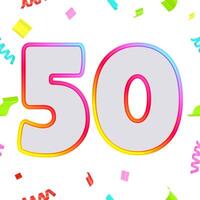 Gradient festive anniversary numbers designs with confetti vector