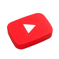 3d YouTube logo play button red square white triangle yt social media icon front view isolated on transparent background png