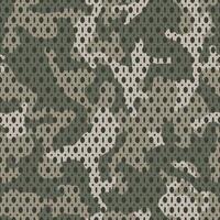 Camouflage seamless mesh pattern. Khaki camo design for t-shirt. Military background with holes. Army clothing, Woven fabric effect texture vector