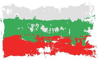 Flag of Bulgaria. Drawing of state flag in grunge style. National flag brush stroke. Hand drawn illustration vector
