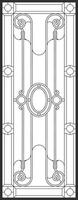 Outline sketch of stained-glass panel in a rectangular frame, abstract curls shape in the art modern. Decorative design of the window or door vector