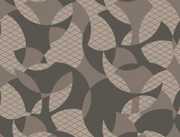 Military rounded camo seamless pattern. Geometric camouflage backdrop in sand and desert brown color vector