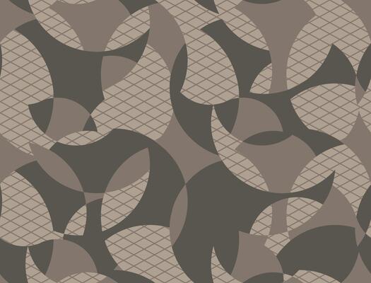 Military rounded camo seamless pattern. Geometric camouflage backdrop in sand and desert brown color