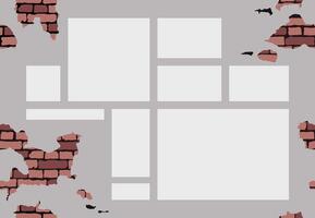 White background with empty space for the text. Grunge seamless texture. Mock-up brick cracked old wall design vector