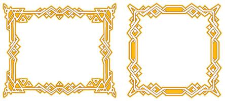 Square and rectangular frame with celtic national ornament, interlaced ribbon isolated on white background. Element for graphic design vector
