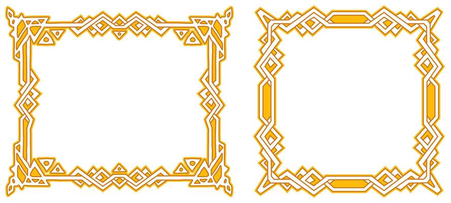 Square and rectangular frame with celtic national ornament, interlaced ribbon isolated on white background. Element for graphic design
