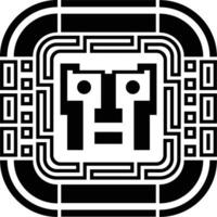 Digital pixel cyber avatar icon. Computer technology, security, hacking. Black and white face person. 8-bit abstract symbol design vector